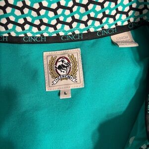 Cinch Teal and Black Casual Button Down Shirt